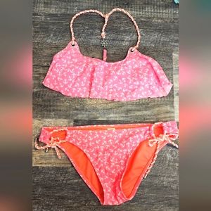 Arizona Hot Pink Anchor Flounce Top Bikini